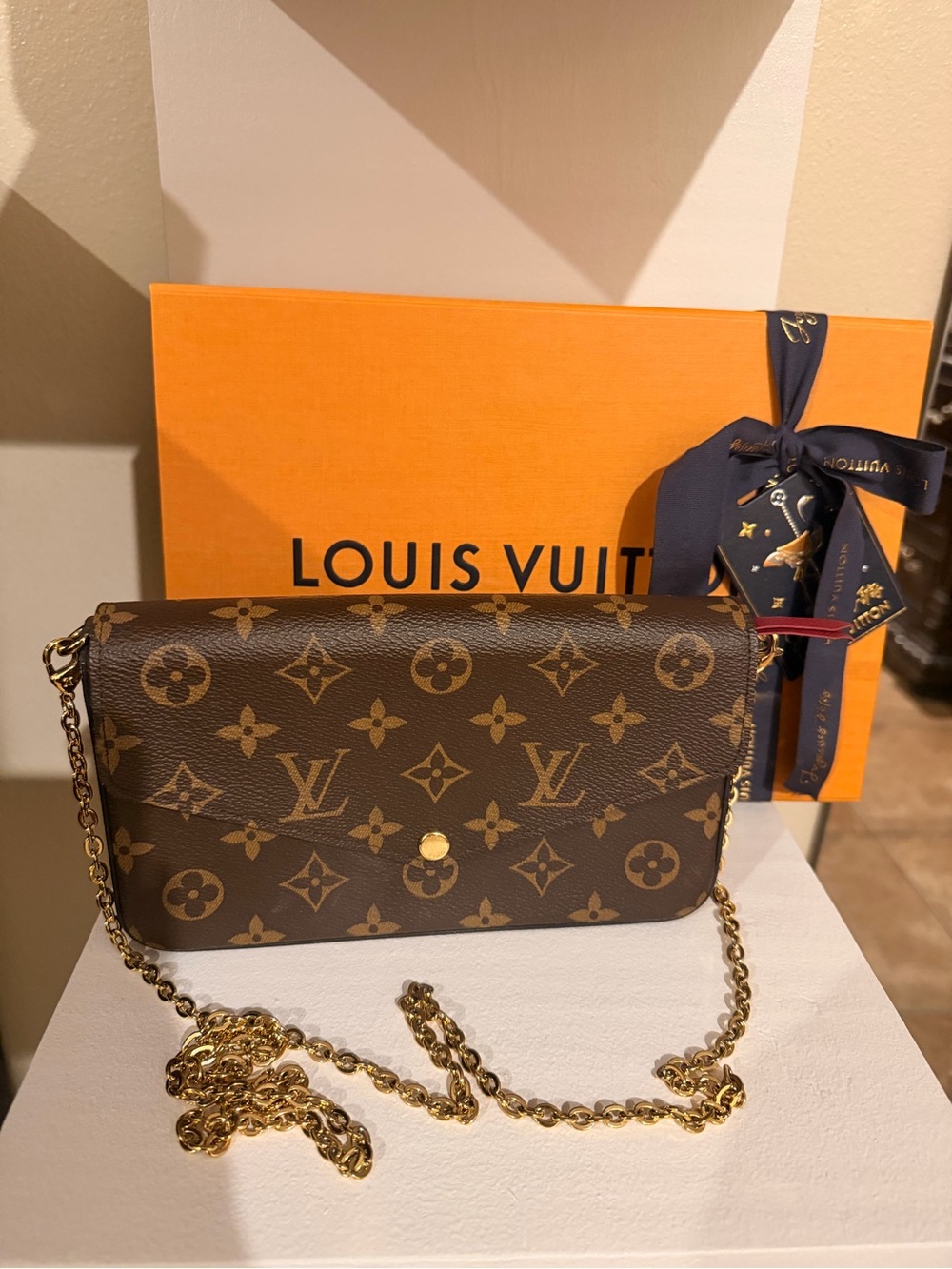 Louis Vuitton Brown Monogram Crossbody with Gold Chain